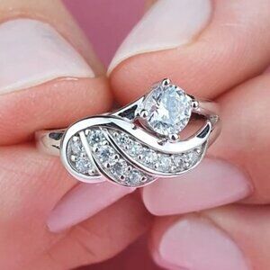 ✨ Lovely Zircon Full Filled Romantic Angel Wings Wedding Ring for Women,…